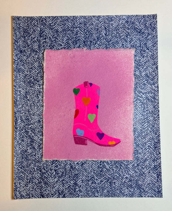 Cowboy Boot (pink w/ hearts)