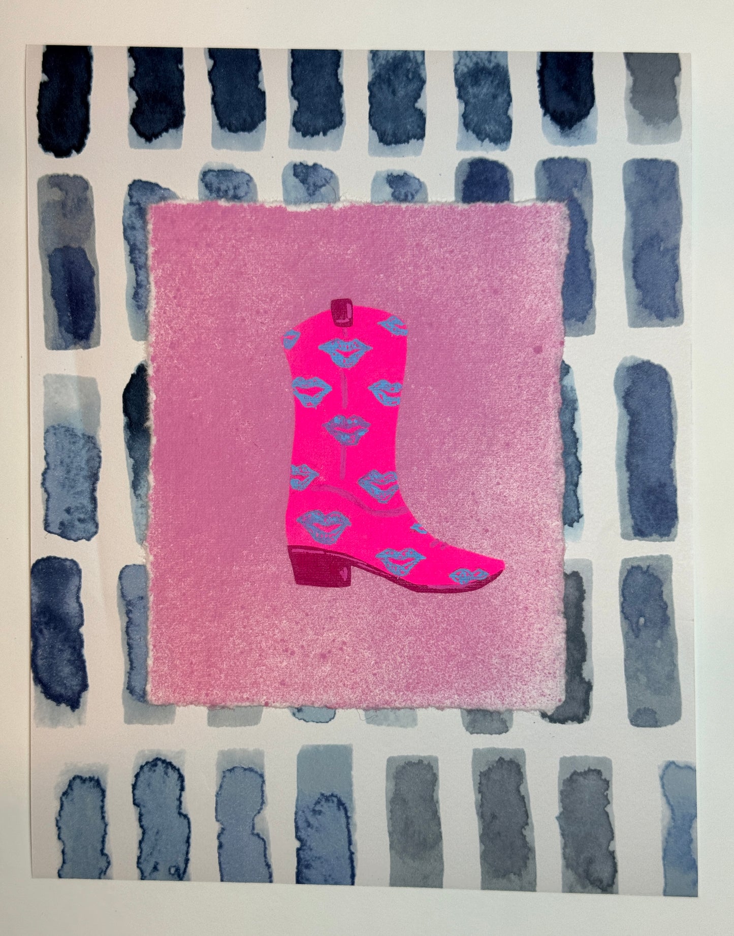 Cowboy Boot (Pink w/ lips)